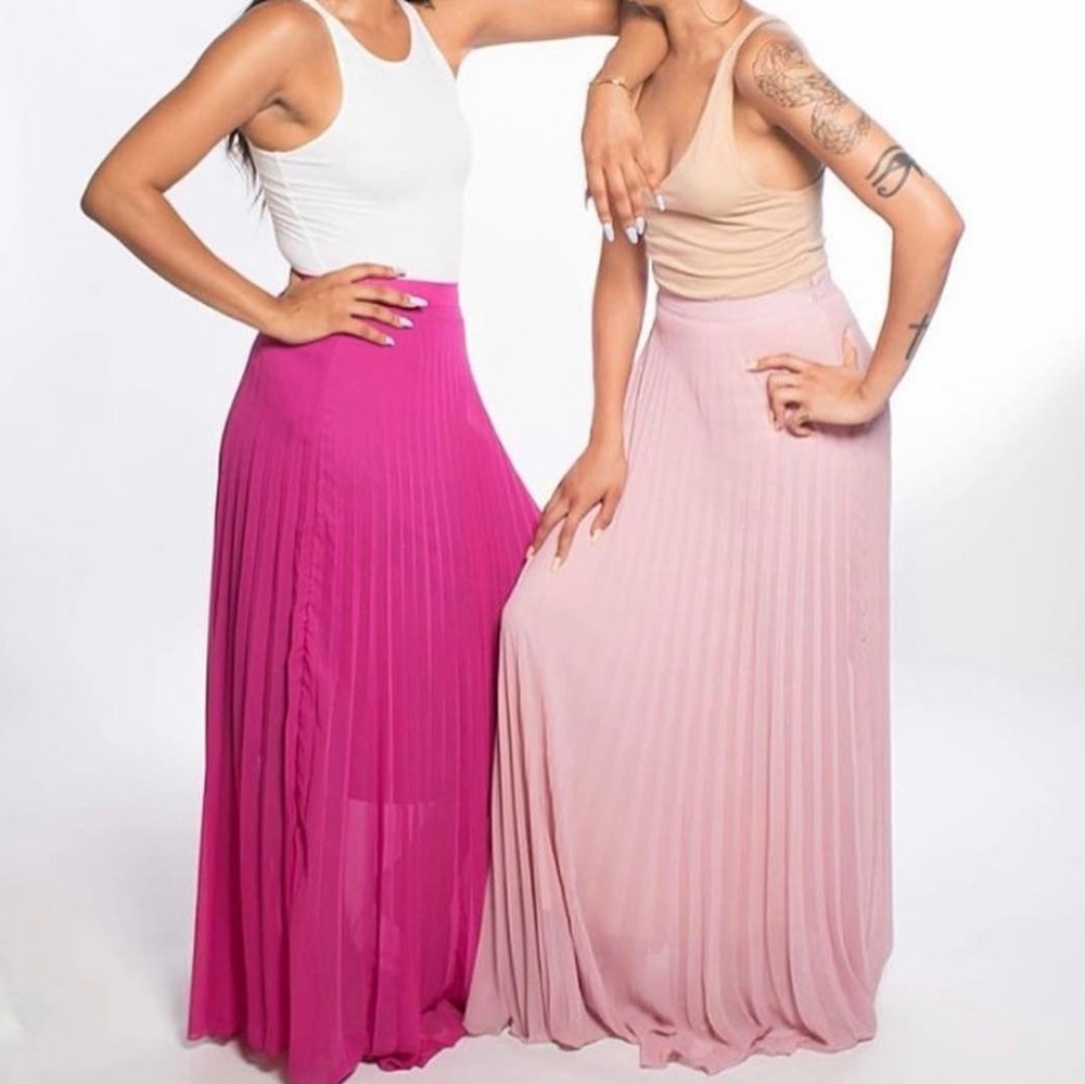 Nymphe Blush Pink Pleated Maxi Skirt (Never Worn)